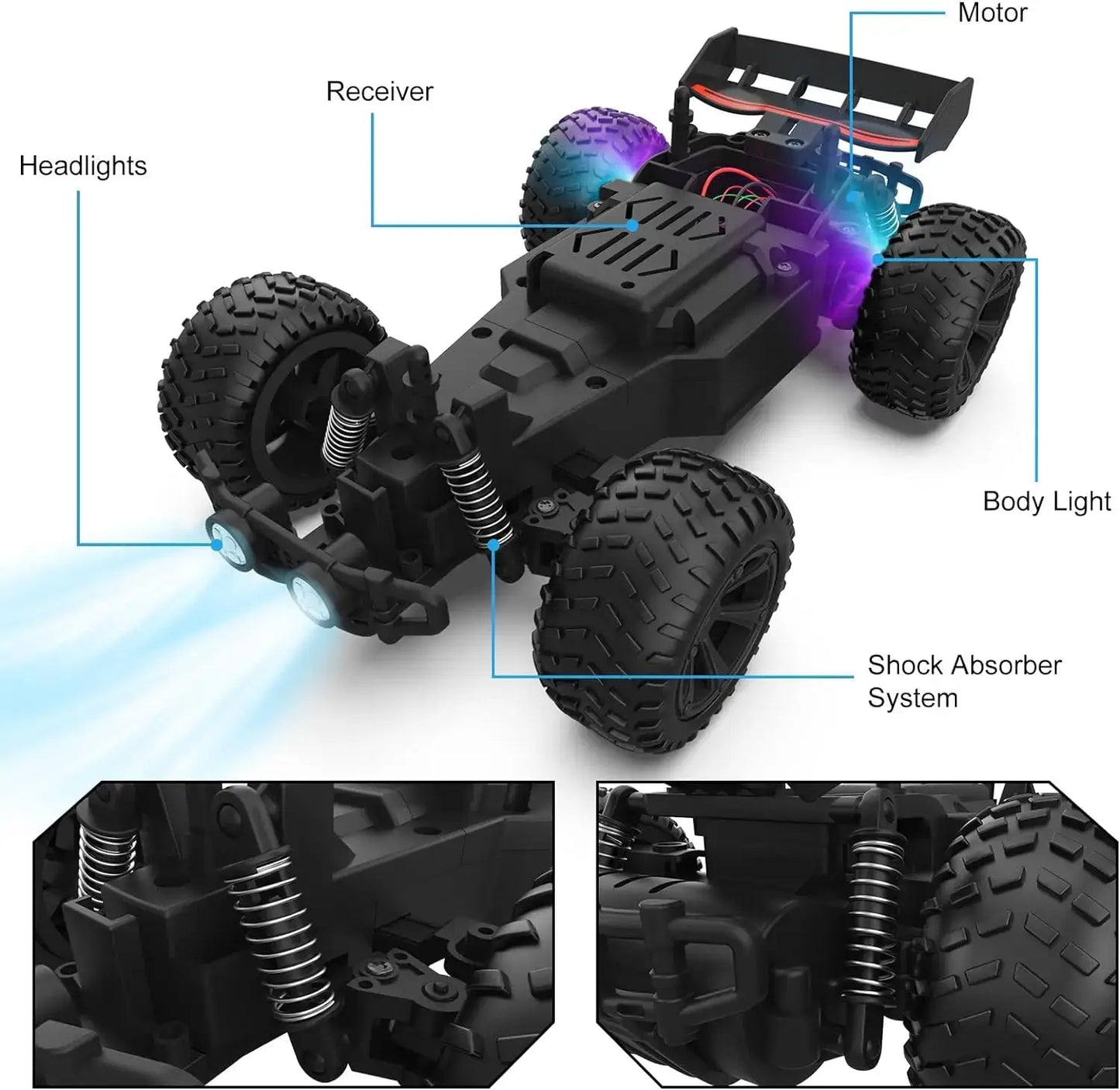 High Speed 20km/h Remote Control Car - Off Road RCGet ready for excitement with our 20km/h high-speed RC car! Features 2x1000mAh rechargeable batteries. Perfect toy car gift for kids and adults alike.HAPPYFAMILIE